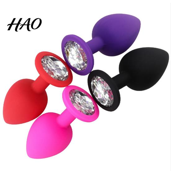 Butt Plug Anal Waterproof Rhinestone Design 3 Colors Sex Toy for Couples