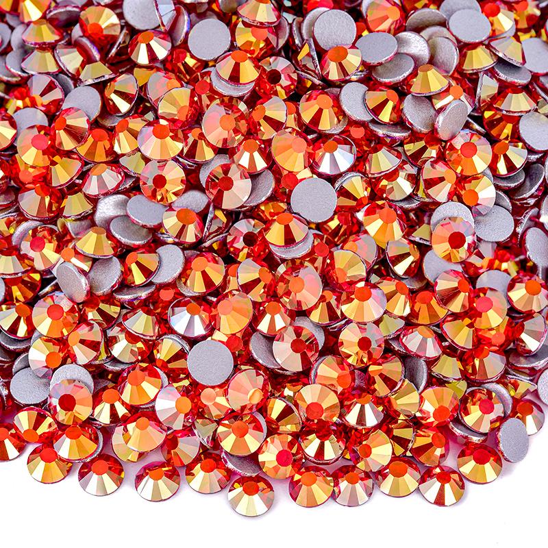 Ready Stock Orange-red Crystal Rhinestones 5A Quality Glass Diamond Bling Bling Rhinestone for Clothes Accessories