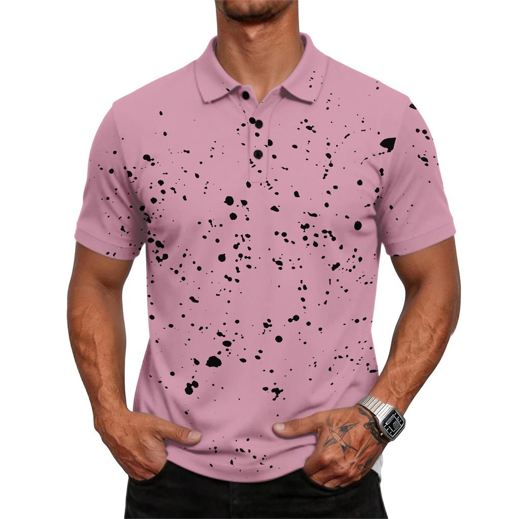 Camisa Polo de Manga Corta para Hombre con Estampado Abstracto Corte Clásico Cuello de Botones Tejido Suave Transpirable Top Informal