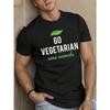 European Sizes Go Vegetarian Save Animals Men's Short Sleeve T-Shirt - Lightweight Summer Casual Tee with Geometric Print