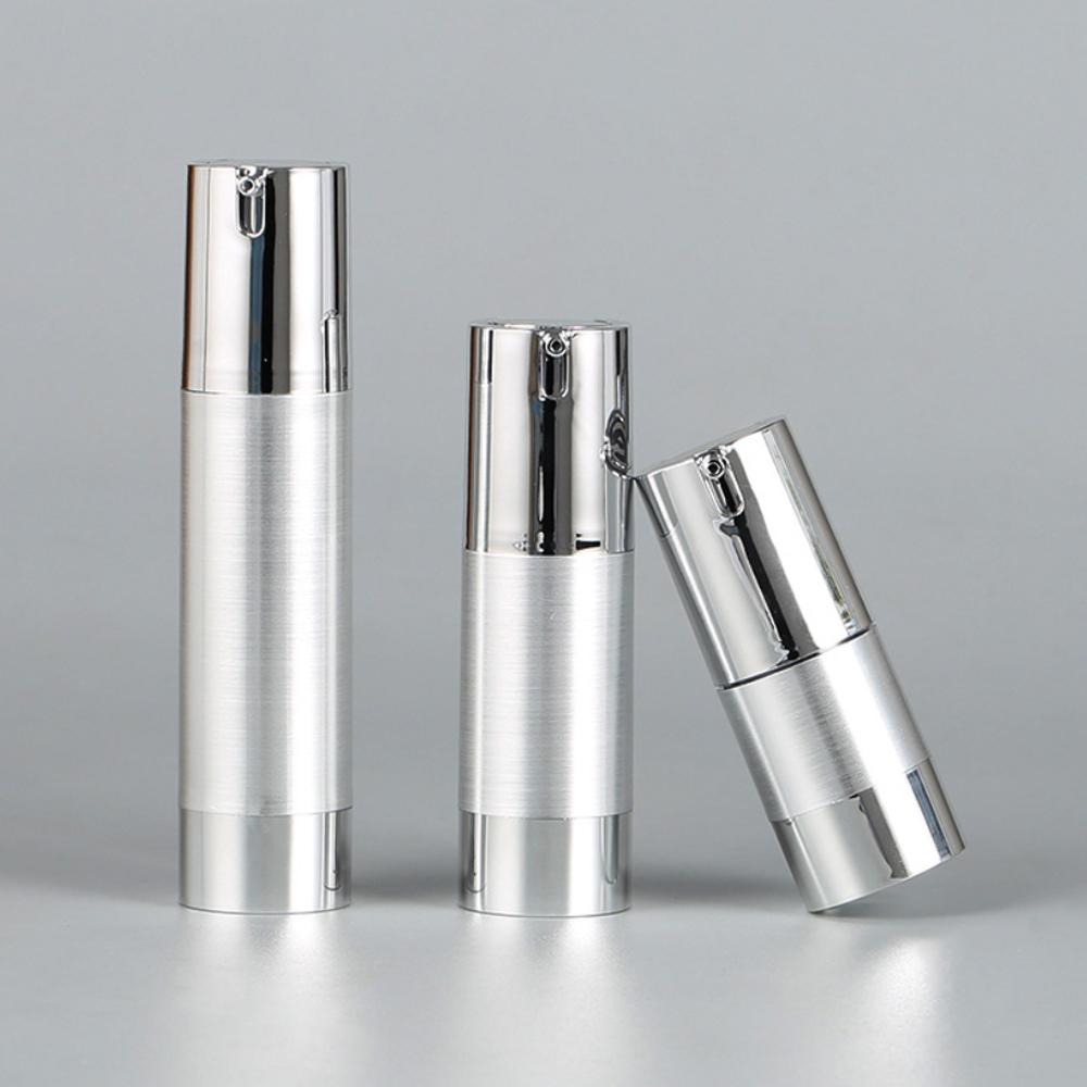 15/30/50ml Silver Travel Lotion Bottle Empty Vacuum Pump Bottles Facial Cream Airless Bottle Cosmetics Spray Refillable Bottle