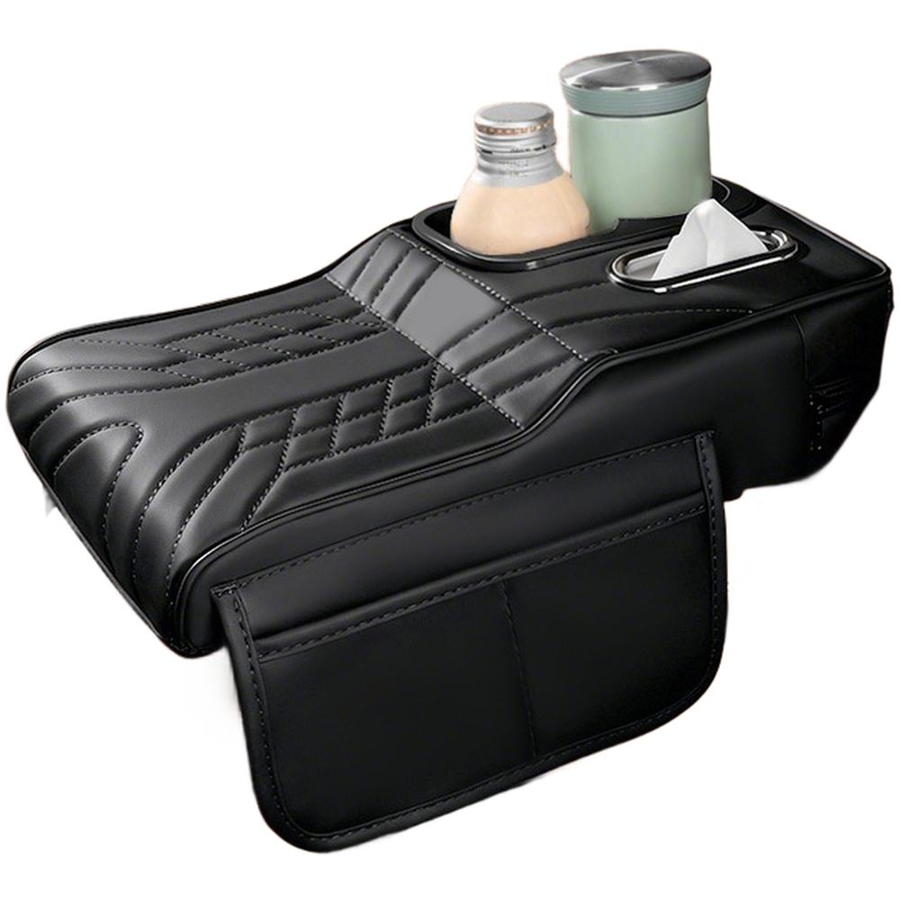 Car Armrest Box Height Increase Cushion Pad With Cup Holder & Storage Organizer Adjustable Automotive Interior Accessories