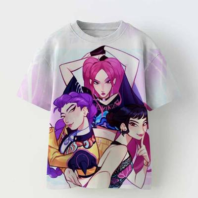 Kpop Lovci démonů Dětské oblečení Tričko s krátkým rukávem Roztomilé Kpop Lovci démonů Tygr Harajuku Tričko Pánské Dámské Klučičí Dívčí Černý top