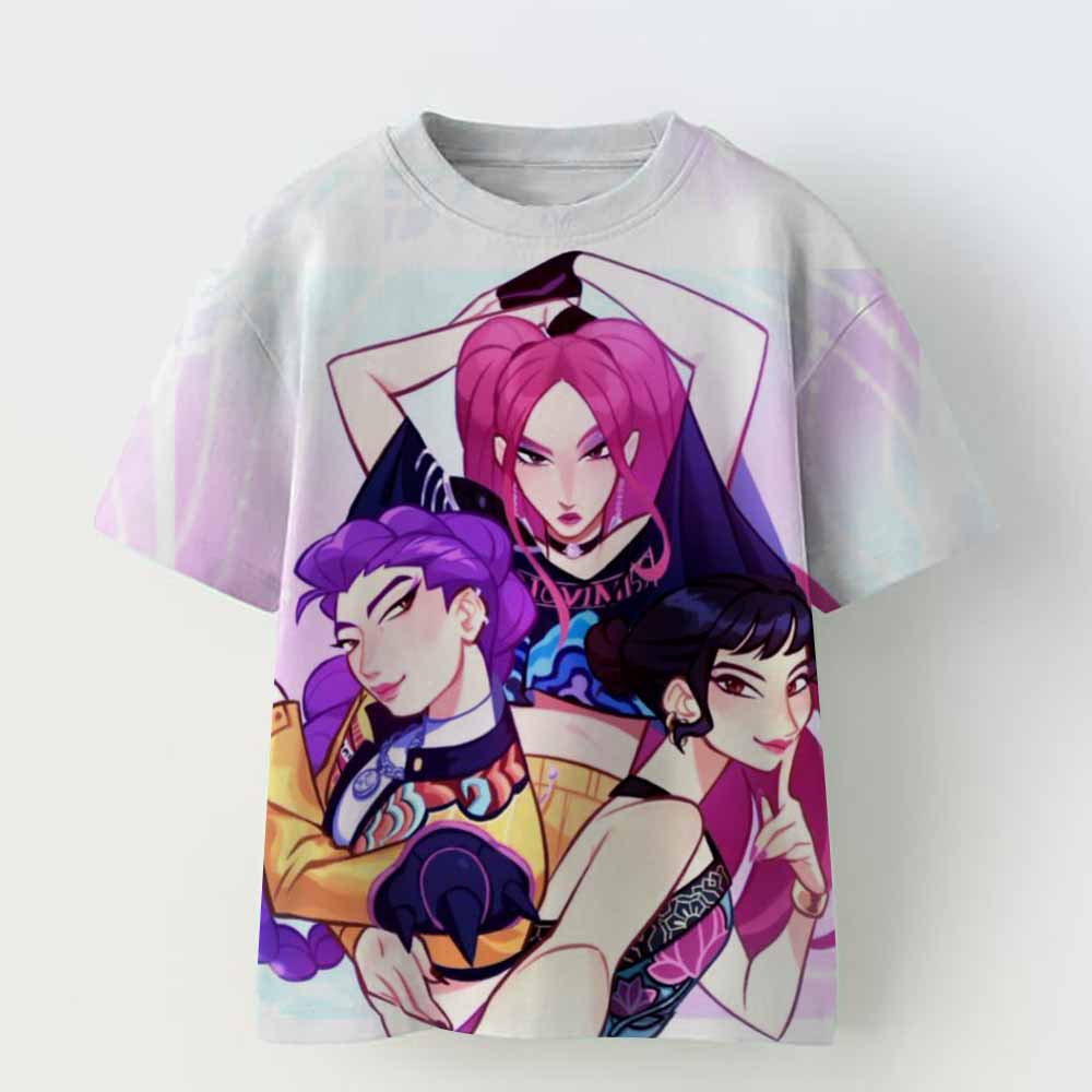 Children T-shirt for Boys Girls Fashion Anime Movie Tees Kids KPop Demon Hunters Huntrix Funny Short Sleeve T Shirt Gifts