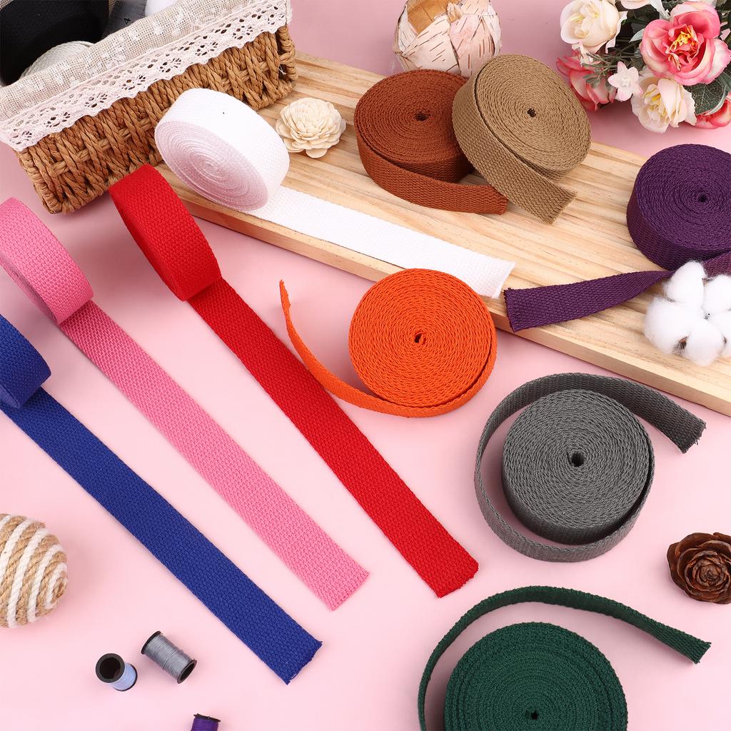 12 StüCke 36M Baumwolle Gurtband 20Mm Breit SchräGband Canvas BaumwollbäNder Polypropylen GurtbäNder Nahtband Zum NäHen FüR Ruck
