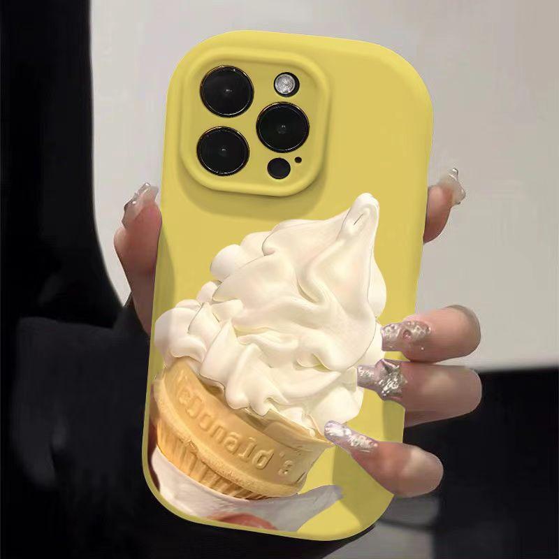 The Ice Cream Is Suitable for IPhone 16, Phone Case 15plus, Matte 14 Silicone 13, Mini Protective Case 12promax11