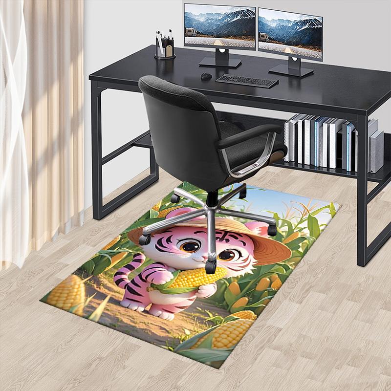 

1pc Pink Tiger Corn Office Chair Mat - Anime Cartoon Design, Non-Slip Carpet for Home Decor, Suitable for All Seasons.H005 60cm by 90cm