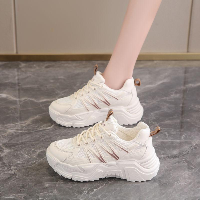 Womans White Leather Casual Shoes Summer  Breathable Chunky Sneakers Women Basketball Shoes Outdoor Trainers Tenis Mujer