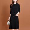 Knitted Dress for Women's Autumn and Winter Korean Style Waist-cinching Two-piece Set Sweater Solid Color Long-sleeved Casual Sweater Dress