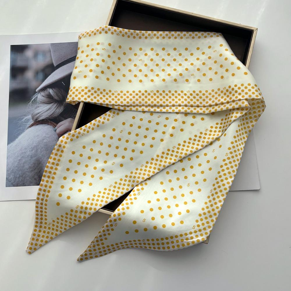 Scarf Women Dot Print Long Silk Feeling Bag Tie Neck Skinny Scarves Female Foulard Hairband Print Lady Neckerchief Ribbon