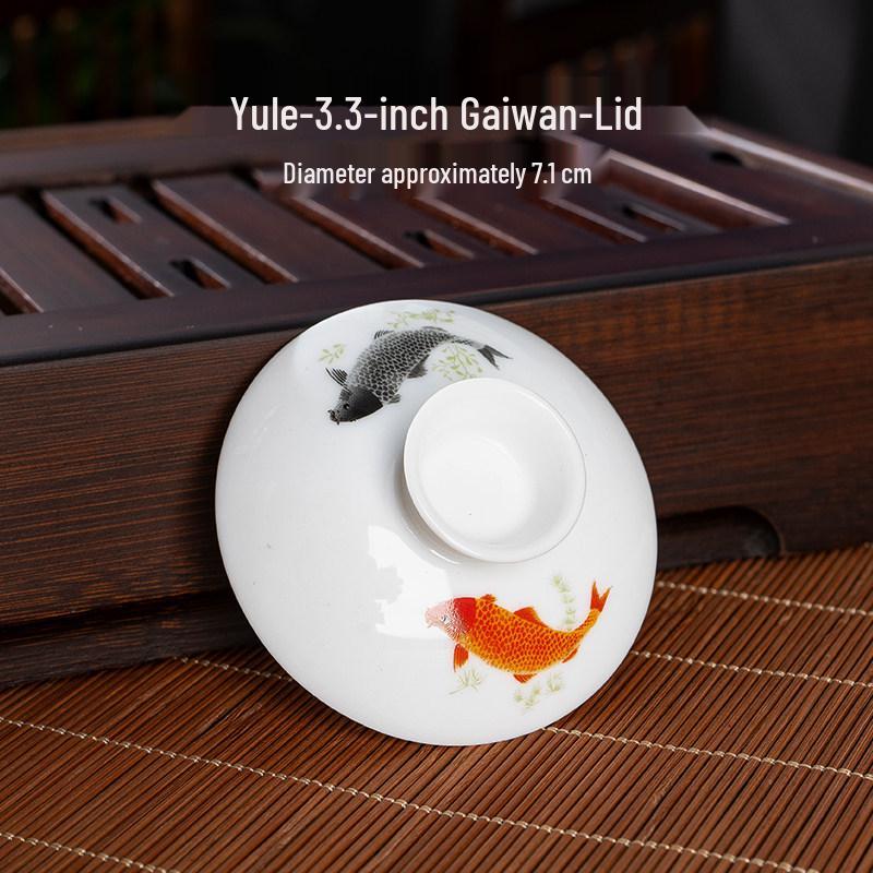 Gaiwan Teacup: Ceramic Lid & Bowl, 7.1CM-8.1CM Diameter, Kung Fu Tea Set Accessory.