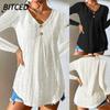 Women's Fashion Casual Solid Color Print Long Sleeve V Neck Blouses & Shirts International Design