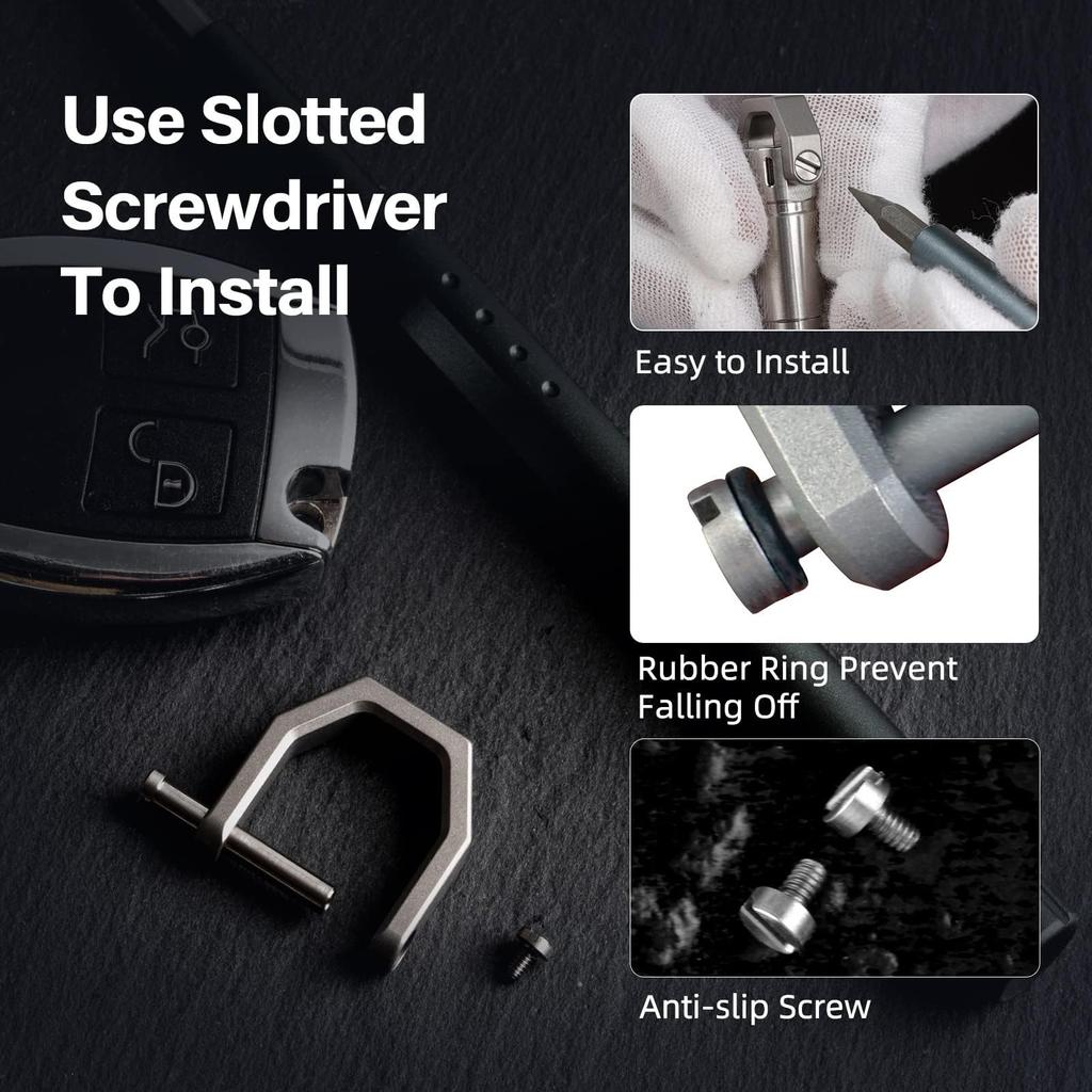 [MecArmy] Key Ring Titanium D Shape 16.5mm Stone Washed CH2