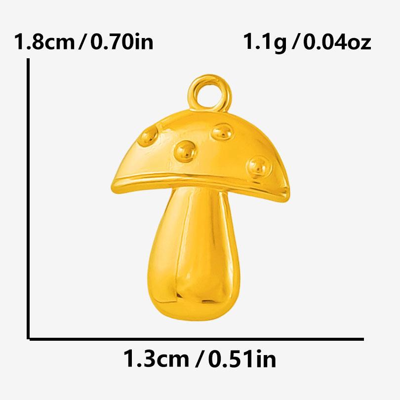 6pcs Cute Mushroom Cherry Flower Pendants Real Gold Plated Stainless Steel Charms For Jewelry Making Supplies DIY Bracelets Bulk