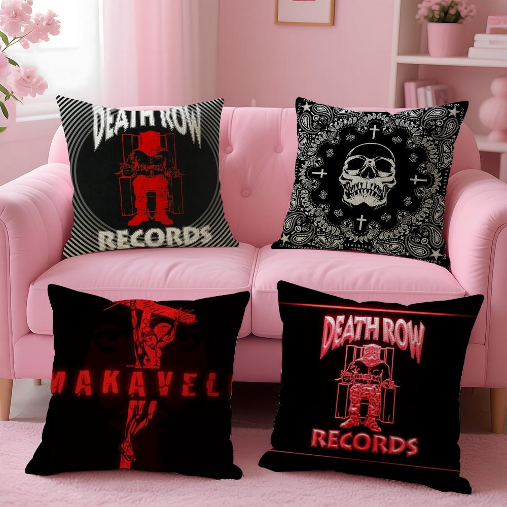 D-Death Row Records Cushion Cover Linen Organic Fabric Double-Sided Printing Breathable Pillow Case Sofa Home Decor Gift
