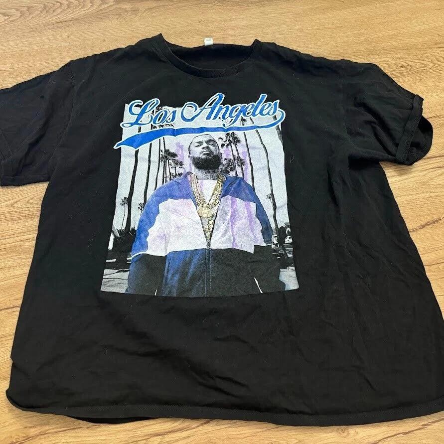 Nipsey Hussle Los Angeles T-Shirt Rap Hip Hop Tee Black Size XL L