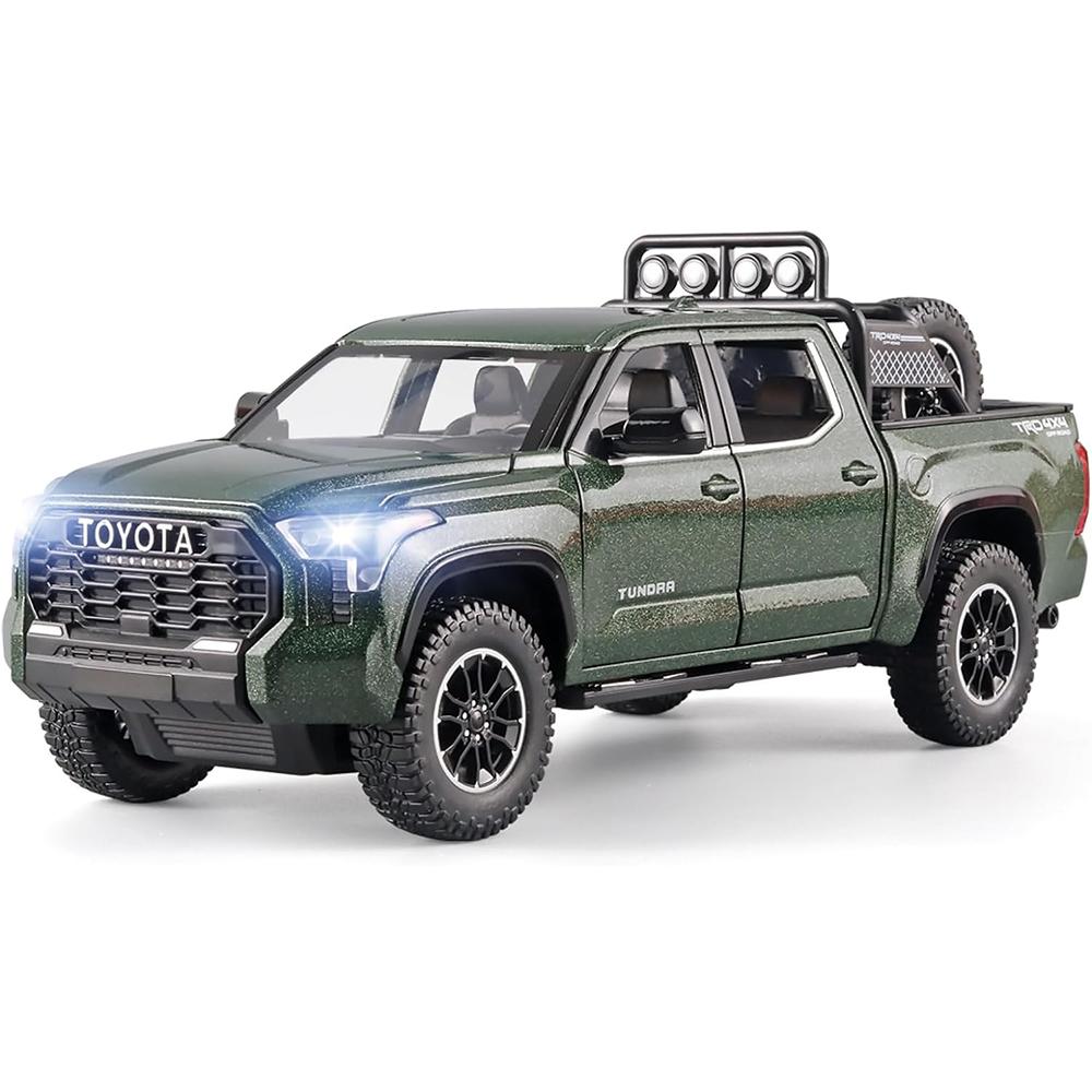 1/24 Toy Trucks for Boys Toyota Tundra Diecast Metal Model Toy Pickup Truck Pull Back Car Model with Light and Sound Toy Trucks for Boys Age 4-7