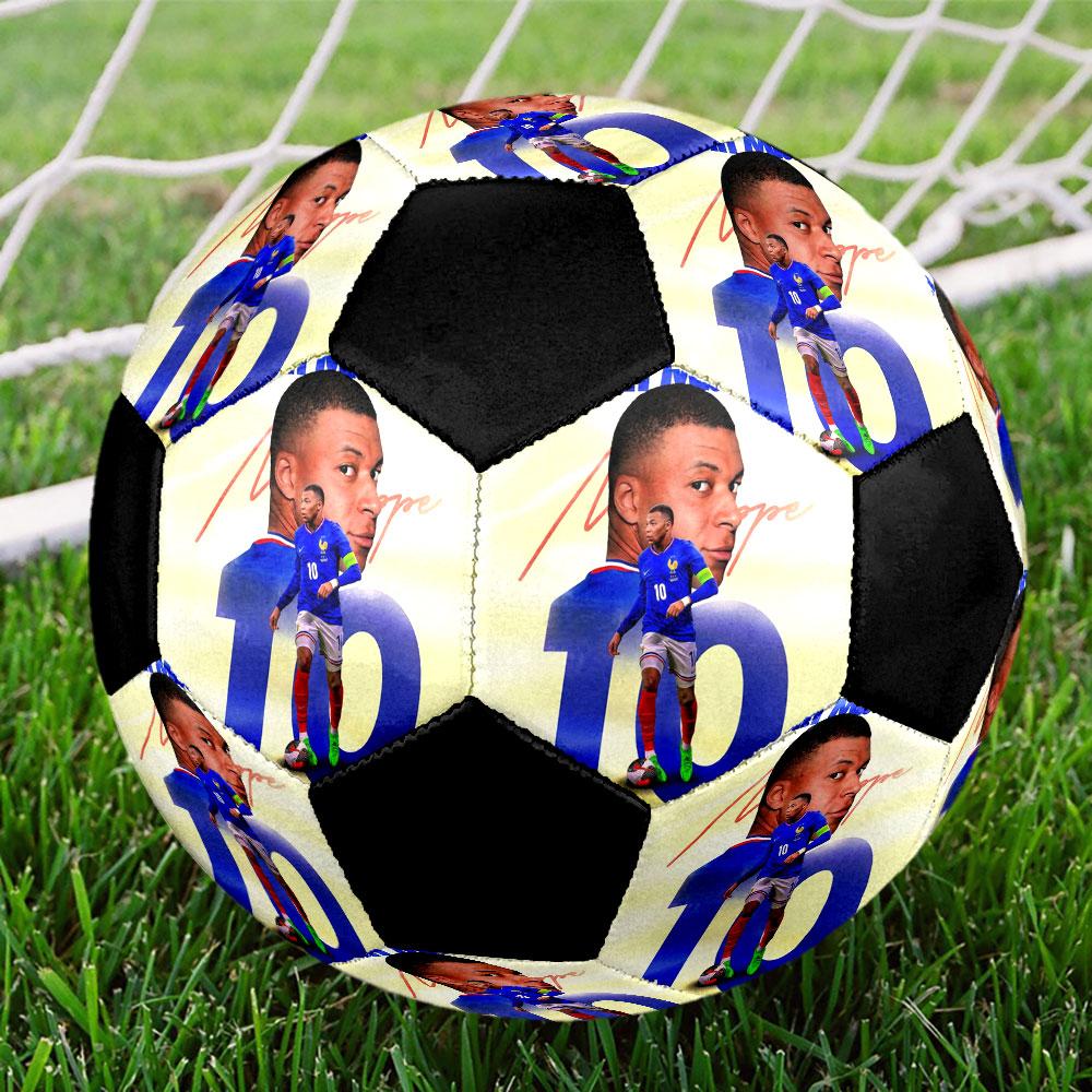 1PC Vintage Mbappé Moments Size 5 Soccer Ball PrahaIndoor Soccer Ball Colorful All Ages Machine Stitched PVC Competition Ready Durable High-Bounce