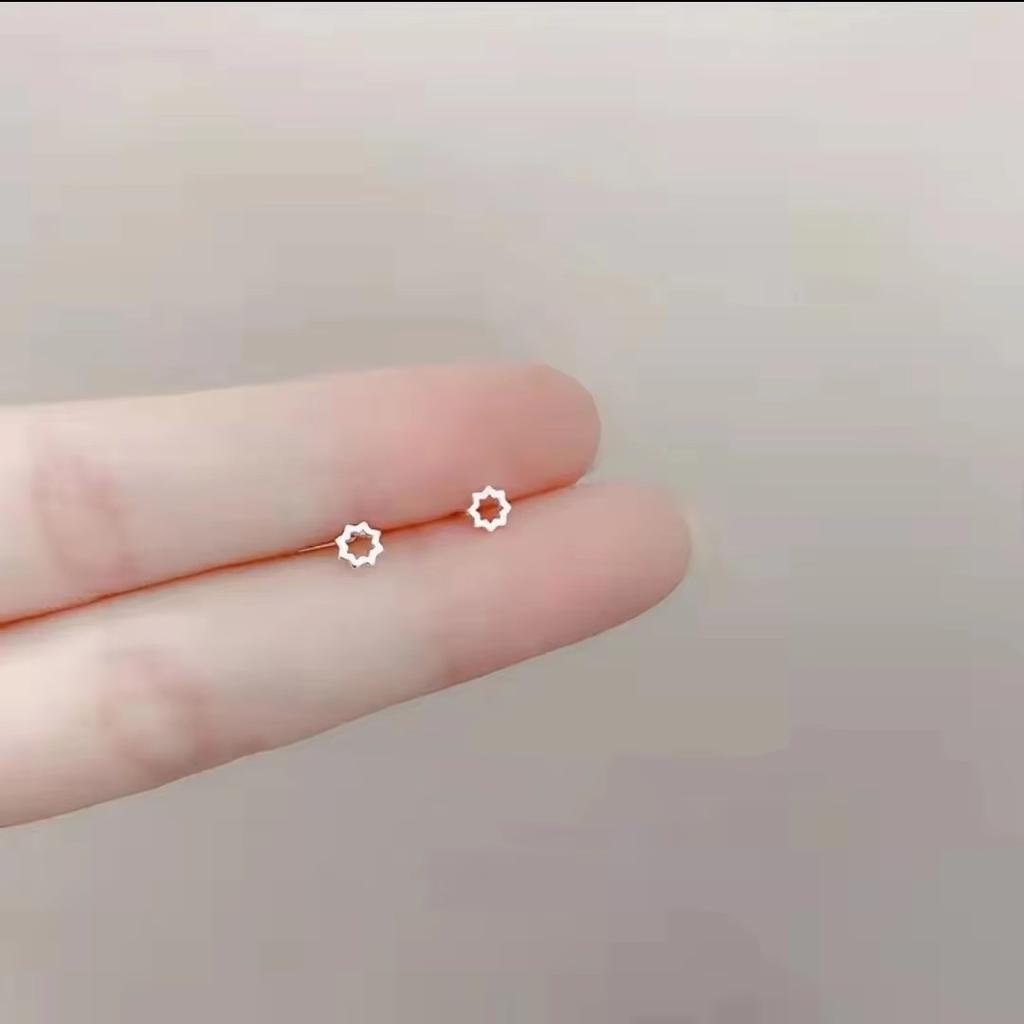 Korean Mini Small Heart Stars Stud Earrings For Women Student Teen Simple Tiny Minimalist Silver Color Ear Piercing Jewelry