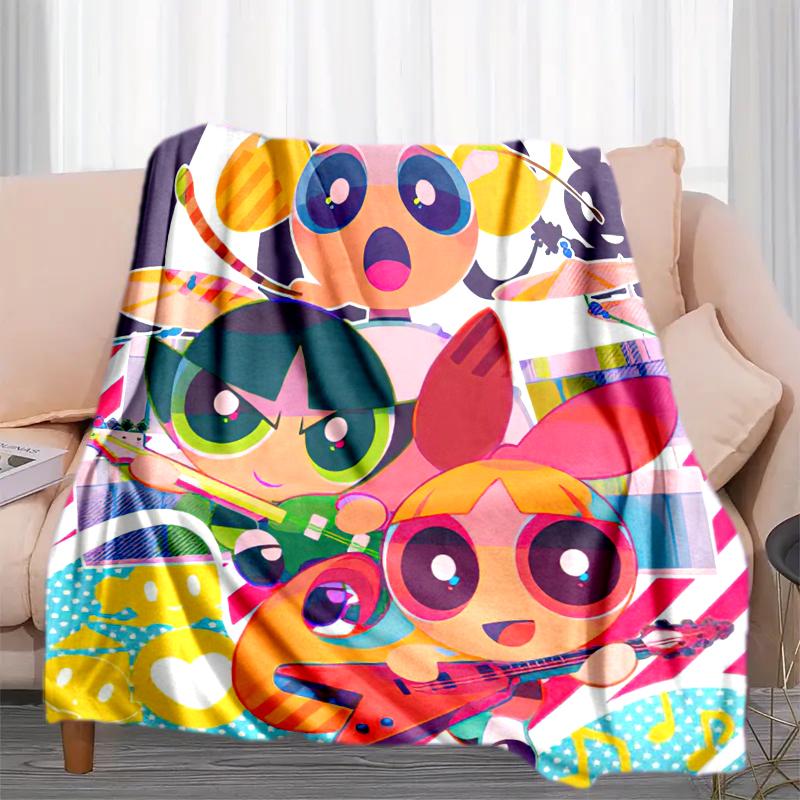 1PC The Powerpuff Girls printed blanket, all season lightweight home office outdoor nap multifunctional blanket A13