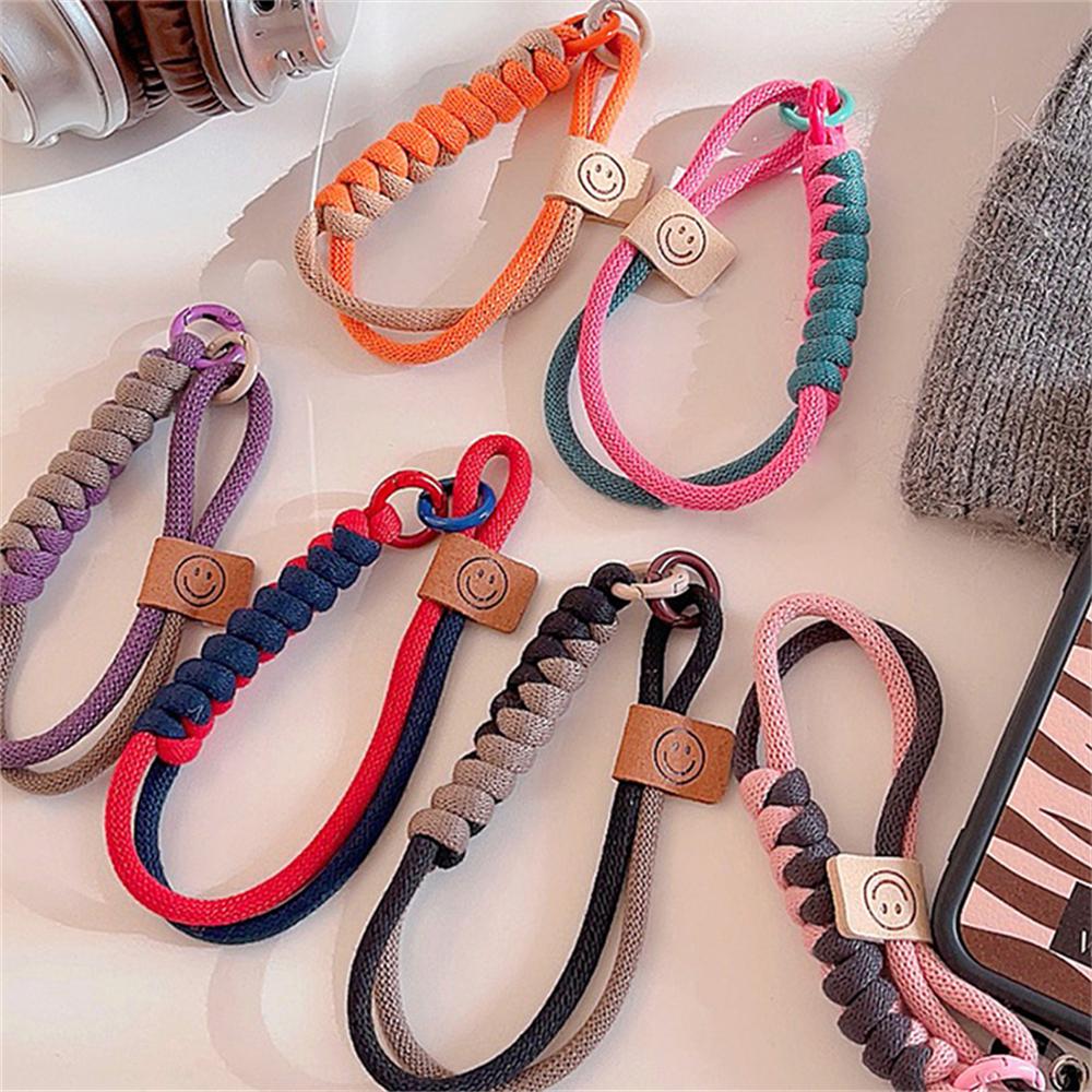 Cute Label Korean Mobile Phone Candy Color Twist Rope Bracelet Chain Black Rope For iPhone 14 13 12 11 Pro Max Samsung Flip 3 4