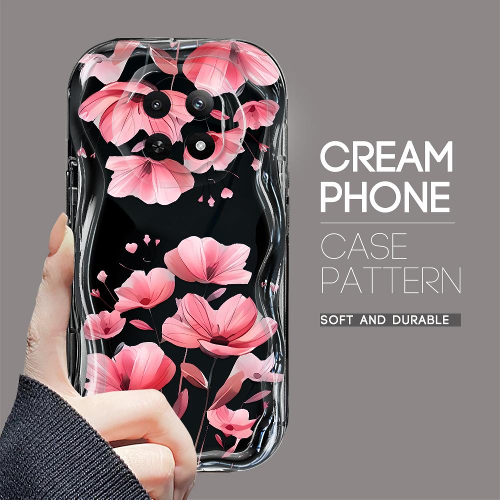 Carcasă cu textura cremă cu model de desene animate, cu margine ondulată, husă din silicon moale pentru telefon pentru OPPO Reno Realme OnePlus Vivo