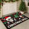 1pc Gothic Christmas Skull Doormat Suitable for Xmas & - Spooky -Backed Rug with Santa Hat Skull, Skeleton, Machine Washable Floor Mat Suitable for En