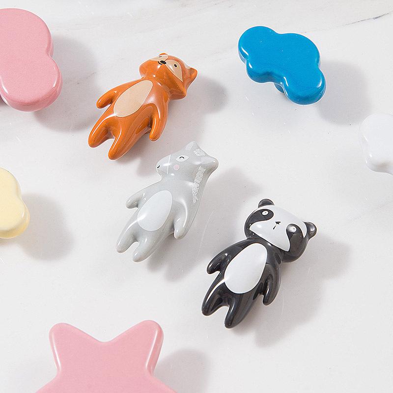 Cute Lion, Star, Moon & Cloud Ceramic Drawer Handles - Children's Panda Cabinet Pulls & Hooks, Modern & Simple Design