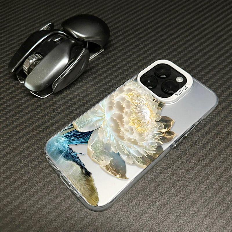 Luxury Lotus Flower Electroplate Case For OPPO A5 A3 A6 PRO A60 A79 A18 A38 A78 A74 A94 A58 A3X A40 A5X A6X RENO 5F 5 6 Lite 8 7