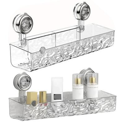 2Pcs Suction Cup Clear Wall Caddy No Drill Shower Organizer Rack Multifunctional Shampoo Holder Bathroom Accessories