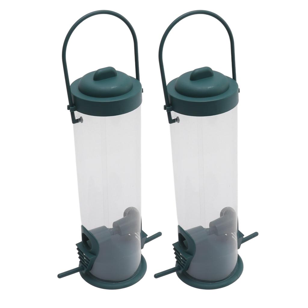2 Set Bird Tube Feeder Plastic Transparent Hanging Finch Feeder Garden Decoration with 2 Vents 2
