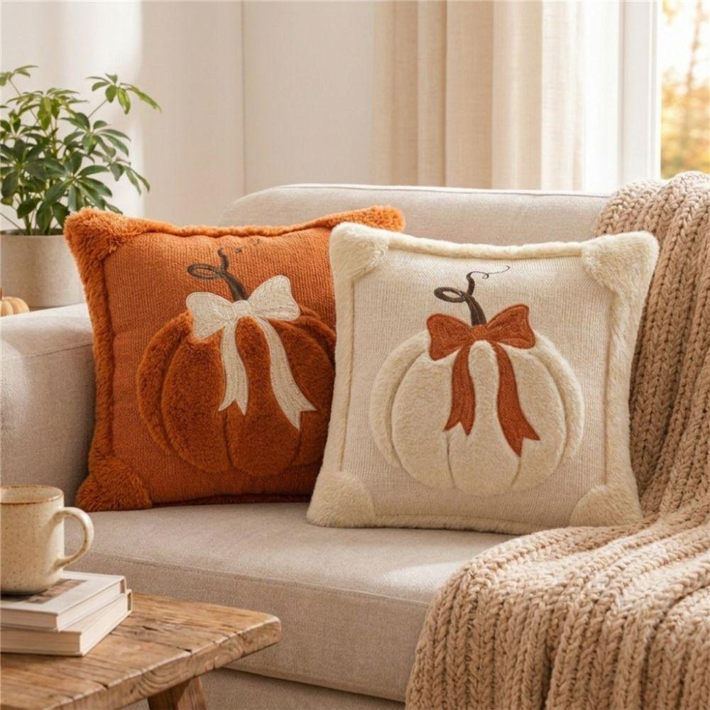 Wear Resistant Pumpkin Plush Cushion Comfortable Decorative Pillow Case Pillowslip  Home Decor