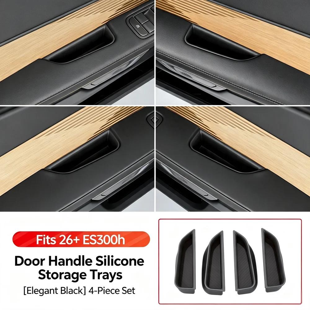 Silicone Door Handle Storage Box Organizer Tray For Lexus ES 350h 350e 500e 2026 2027 4Pcs Car Interior Anti Slip Accessories