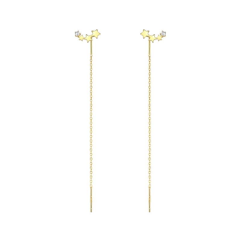 925 Sterling Silver Star Long Tassel Earrings for Women Wedding Party Jewelry New Arrival