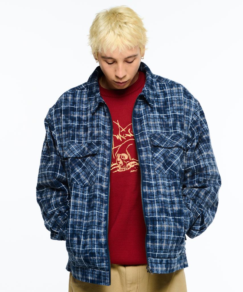 WKNDRS Checkered Zipup Shirt (Navy)