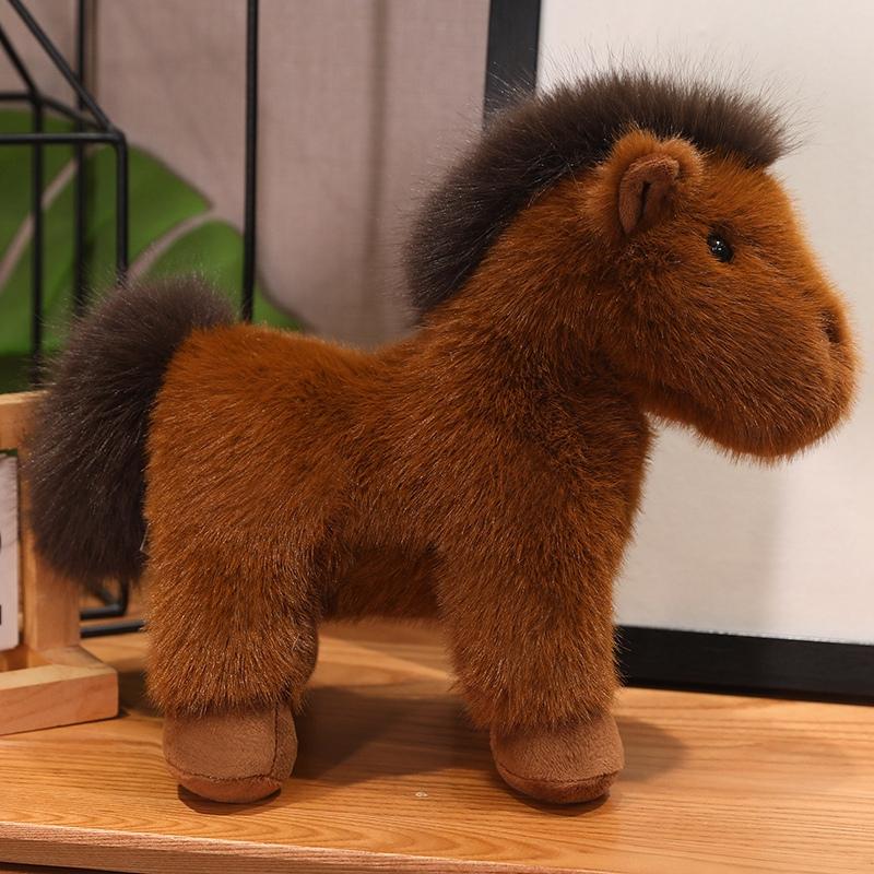 2335Cm Simulation Cute Horse Plush Doll Brown White Long Hair Animal Horse Plush Toy Home Decoration Birthday Gift For Boys