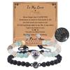 Bracciale con proiezione "Ti amo" in 100 lingue con pietra naturale smerigliata e turchese bianco per coppie