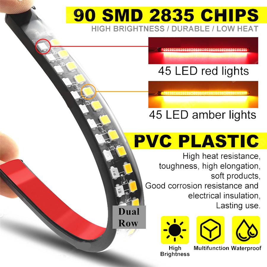 2x 11.8" LED Strip Light Rear Tail Turn Signal Stop Lamp DRL For Motorcycle ATV