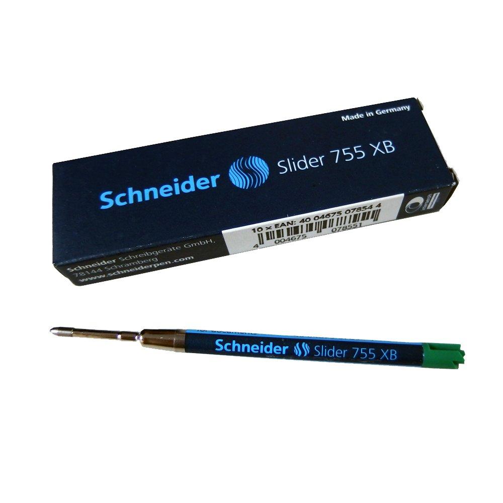 

Schneider SLIDER Ballpoint Pen 1 Box 755 XB with Parker Series Green Refills, XB, (10 Pens), (Compatible URBAN/IM Pens), (175504-1box) [Used]