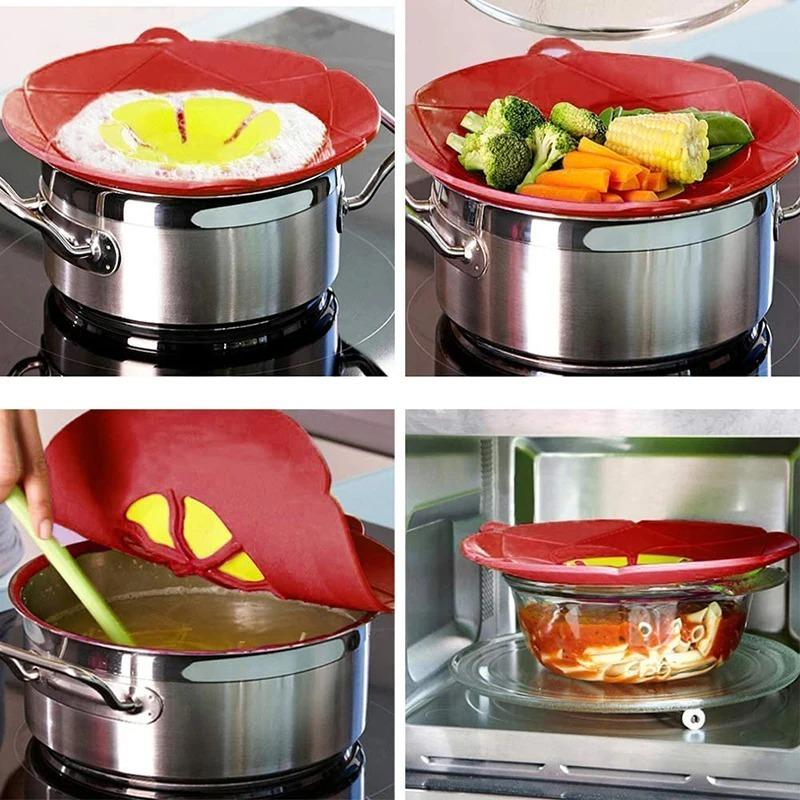 Silicone Lid Spill Stopper Cover Pot Pan Cover Kitchen Accessories Flower Shape Cookware Cooking Tools Kitchen Gadgets