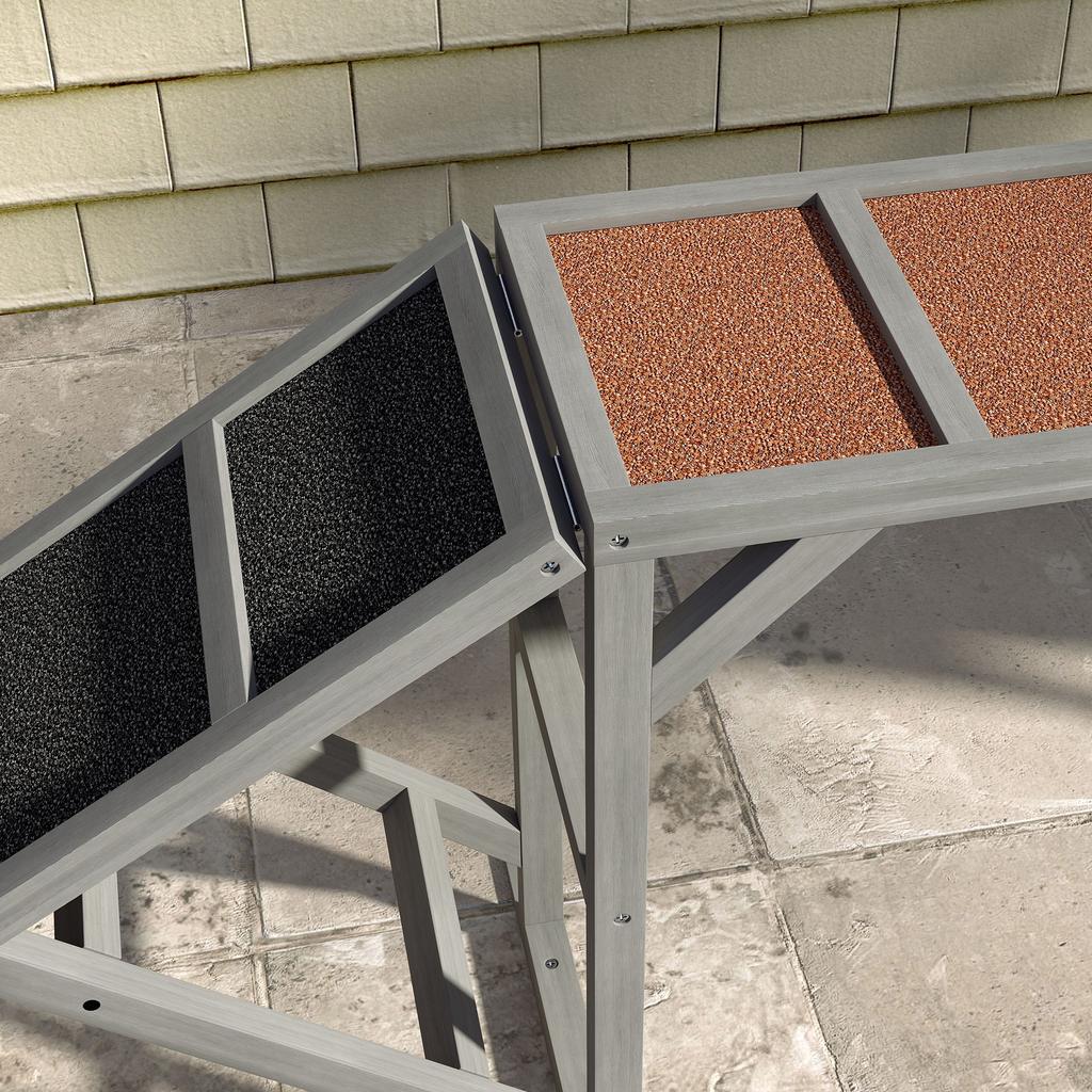 Dog Agility Ramp with Safety Bar Non-Slip Surface Weatherproof Agility Equipment Up To 40 Kg 335x55x60 Cm Grey