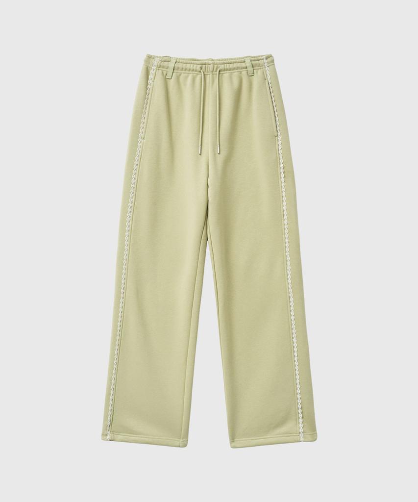 GENERALIDEA Lace-Trimmed Sweatpants [Avocado] / Wbe2L11505
