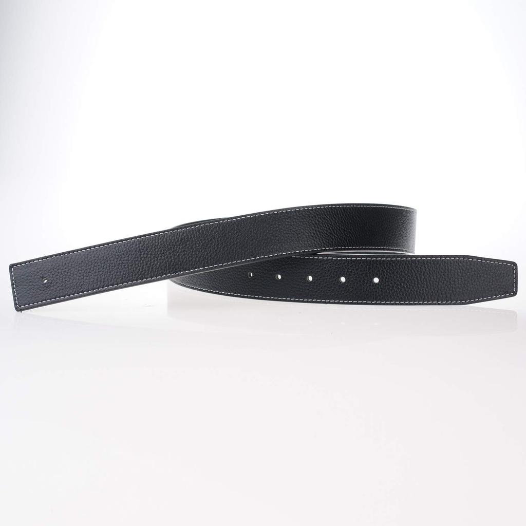 H Full Grain Leather Belt Replacement Belt Strap No Buckle Width 38mm Black [GangTu]