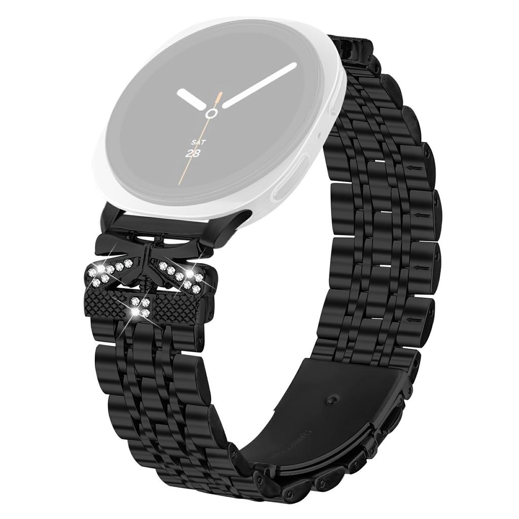 Watch Strap for Samsung Galaxy Watch8 44mm/40mm/8 Classic 46mm Rhinestone Butterfly Decor Stainless Steel Band