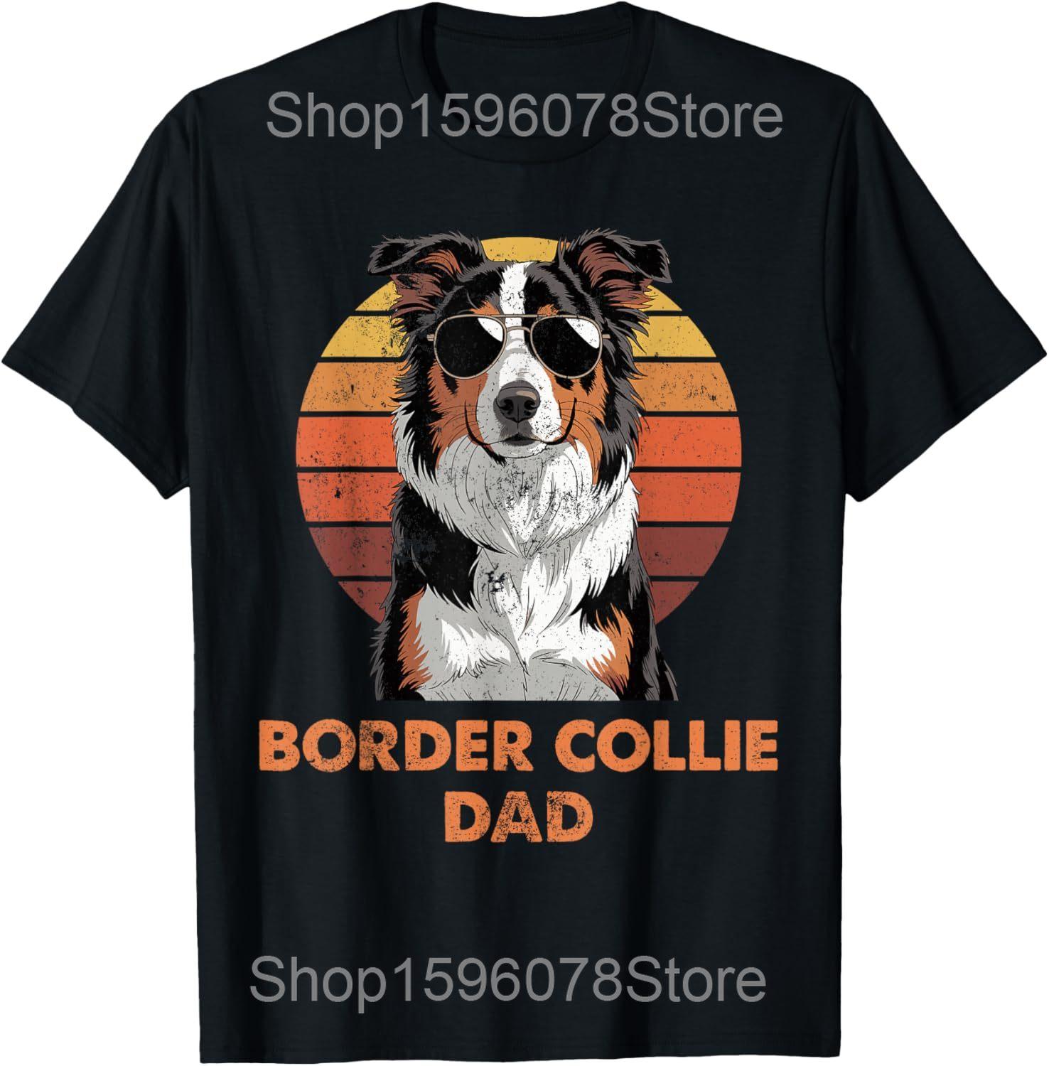 Border Collie Dog Tree Lights Christmas Pet Dogs Funny Xmas T Shirts Unisex Humor Streetwear Tee Short Sleeve Loose Clothing S