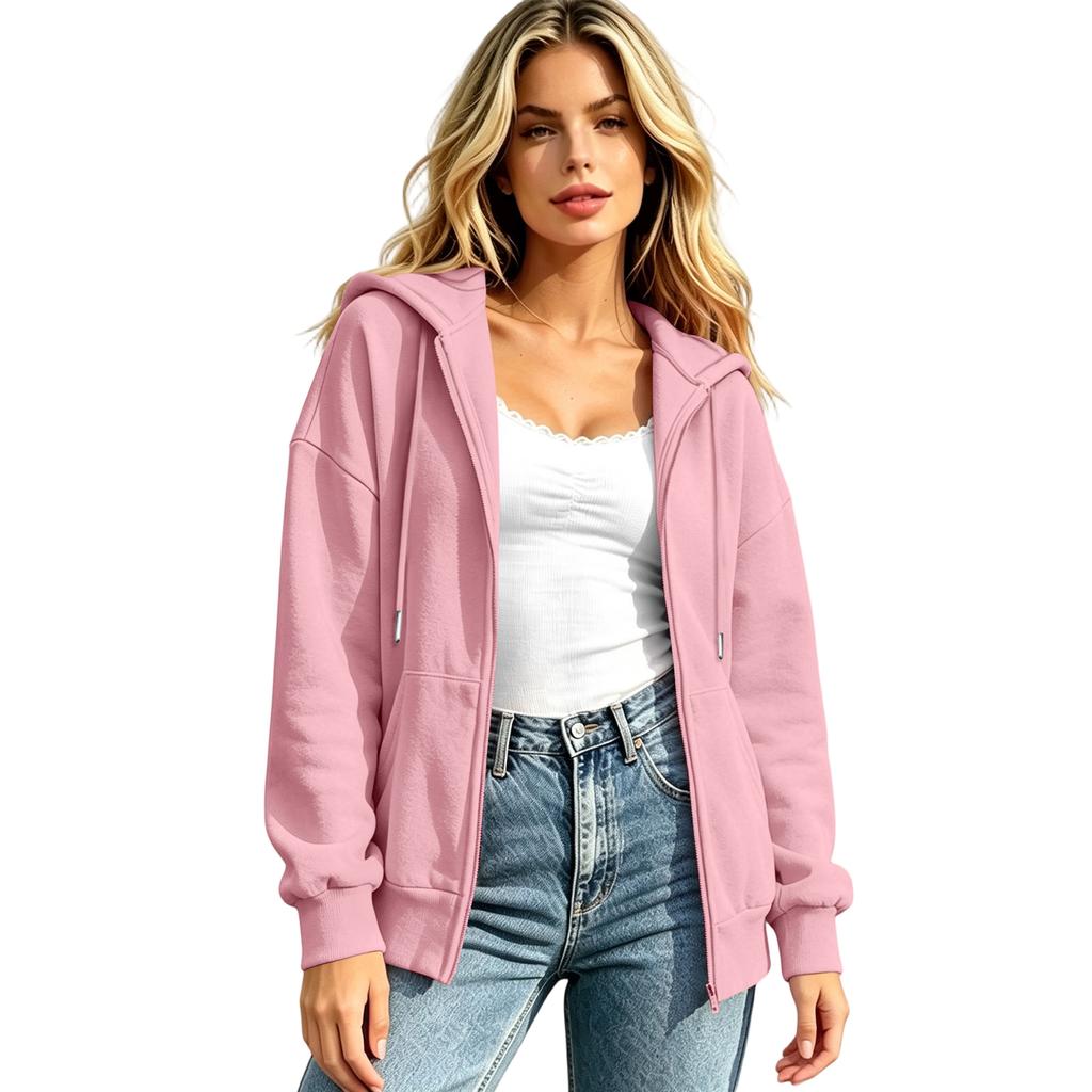Women's Oversized Hoodie Casual Long Sleeve Zip-Up Sweatshirt for Everyday Wear