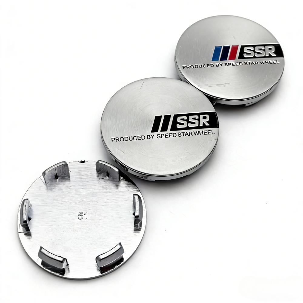 4pcs SSR Logo Badge Emblem Car Wheel Center Caps OD 51MM Clip 46MM Wheels Hub Cap Rim Hubcaps Dust Cover Replace Car Accessories