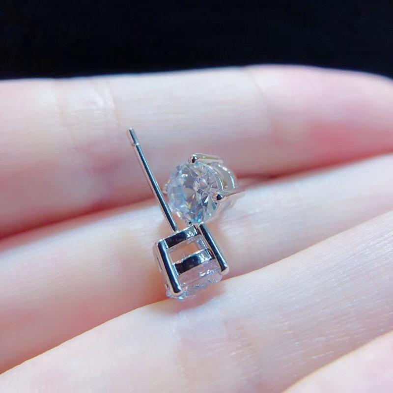 4-Prong Moissanite Stud Earrings Women Minimalist Small Fashion Jewelry Sterling Hypoallergenic