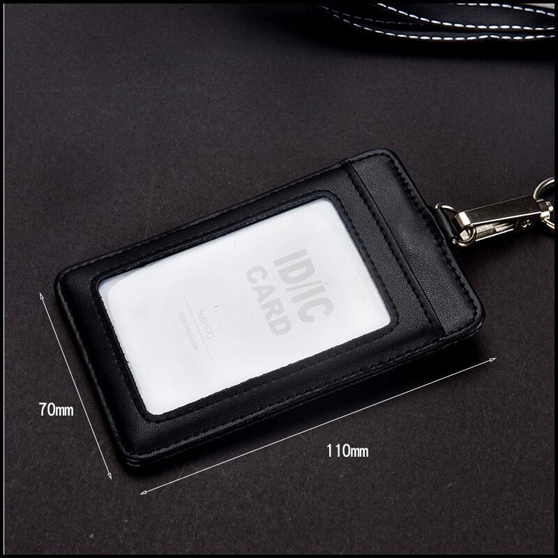 Echte leren ID-kaarthouders Zakelijke mode Werkkaarthouder met nylon koord ID-borstkaarten Naamplaatje