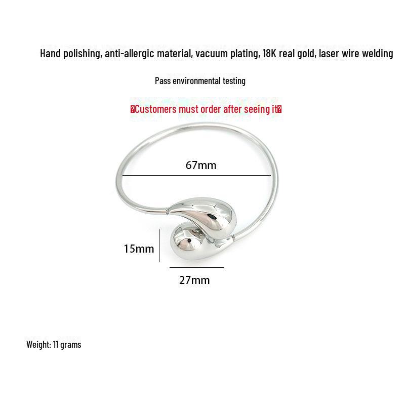 Gold-Plated Stainless Steel Oversized Teardrop Hoop Earrings - European & American Fashion for Women